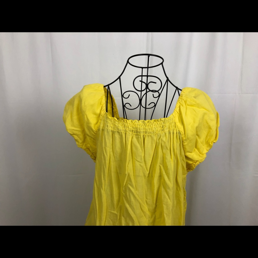 Apt. 9 yellow puff sleeve embroidered cotton top L - Picture 7 of 8